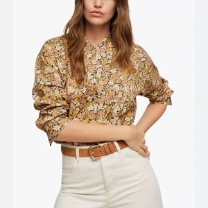 Mango Floral Button Up Top